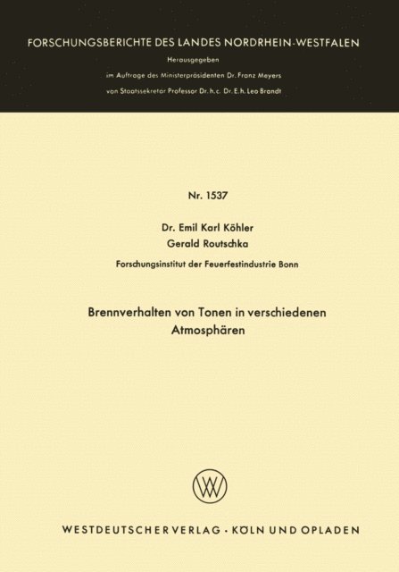 Emil Karl Kohler - Brennverhalten von Tonen in verschiedenen Atmosphären, E-bok