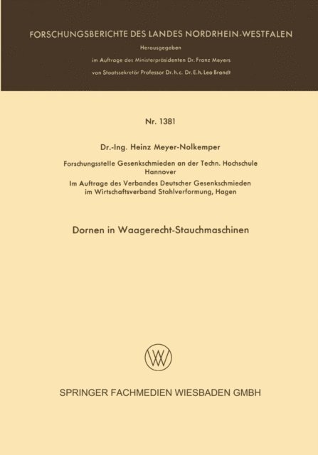 Heinz Meyer-Nolkemper - Dornen in Waagerecht-Stauchmaschinen, E-bok