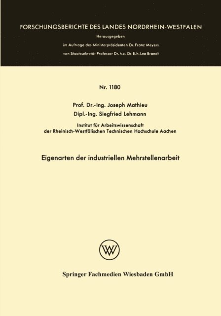 Joseph Mathieu - Eigenarten der industriellen Mehrstellenarbeit, E-bok