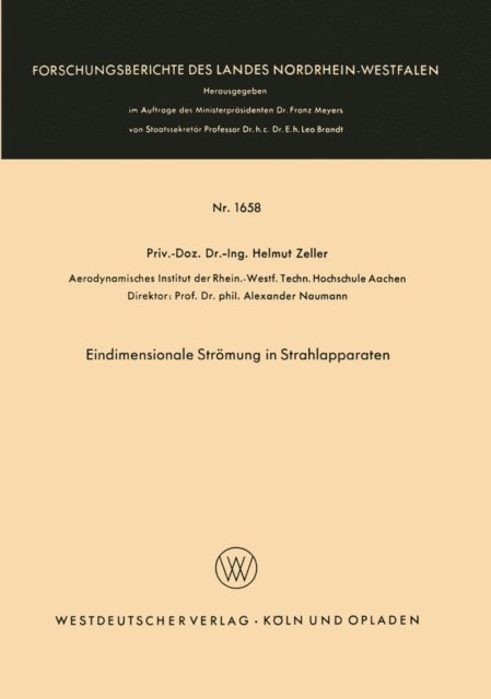 Helmut Zeller - Eindimensionale Strömung in Strahlapparaten, E-bok