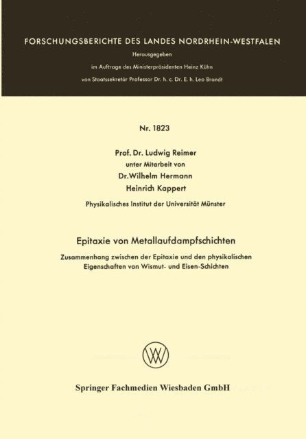 Ludwig Reimer - Epitaxie von Metallaufdampfschichten, E-bok