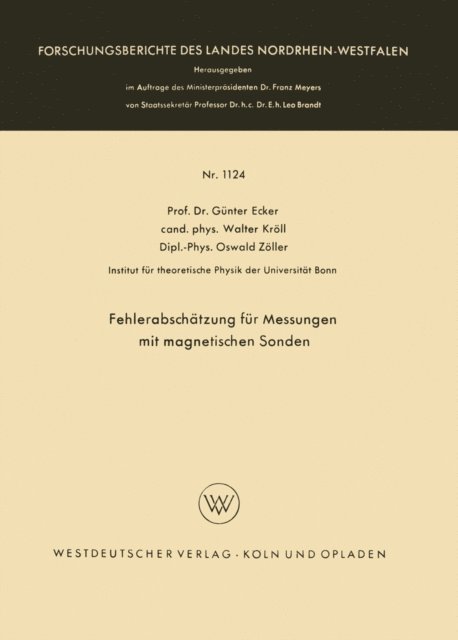 Gunter Ecker - Fehlerabschätzung für Messungen mit magnetischen Sonden, E-bok