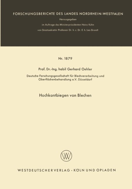 Gerhard Oehler - Hochkantbiegen von Blechen, E-bok