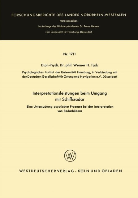 Werner H. Tack - Interpretationsleistungen beim Umgang mit Schiffsradar, E-bok