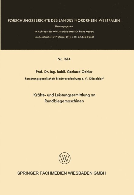 Gerhard Oehler - Kräfte- und Leistungsermittlung an Rundbiegemaschinen, E-bok