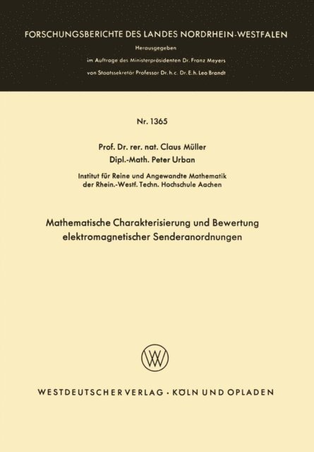 Claus Muller - Mathematische Charakterisierung und Bewertung elektromagnetischer Senderanordnungen, E-bok