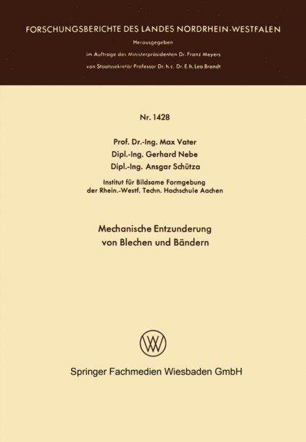 Max Vater - Mechanische Entzunderung von Blechen und Bändern, E-bok