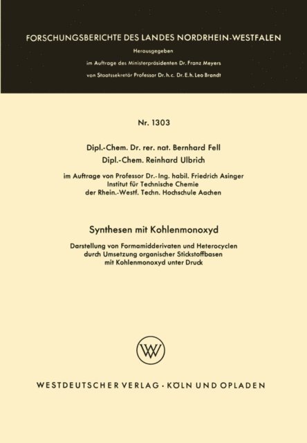 Bernhard Fell - Synthesen mit Kohlenmonoxyd, E-bok