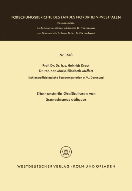 Heinrich Kraut - Über unsterile Großkulturen von Scenedesmus obliquus, E-bok