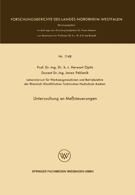 Herwart Opitz - Untersuchung an Meßsteuerungen, E-bok
