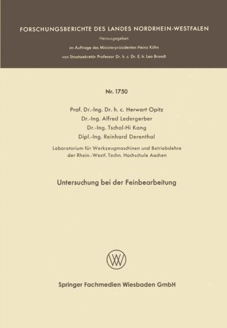 Herwart Optiz - Untersuchung bei der Feinbearbeitung, E-bok