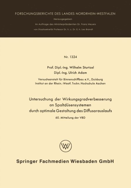 Wilhelm Sturtzel - Untersuchung der Wirkungsgradverbesserung an Spaltdüsensystemen durch optimale Gestaltung des Diffusorauslaufs, E-bok