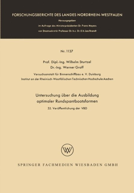Wilhelm Sturtzel - Untersuchung über die Ausbildung optimaler Rundspantbootsformen, E-bok