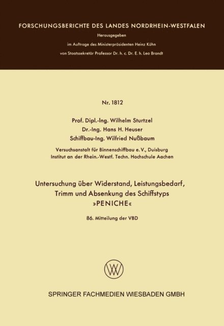 Wilhelm Sturtzel - Untersuchung über Widerstand, Leistungsbedarf, Trimm und Absenkung des Schiffstyps, E-bok