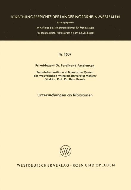 Ferdinand Amelunxen - Untersuchungen an Ribosomen, E-bok