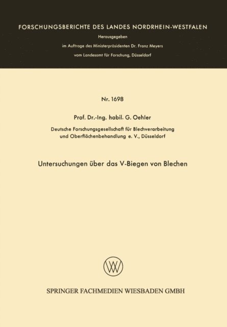 Gerhard Oehler - Untersuchungen über das V-Biegen von Blechen, E-bok
