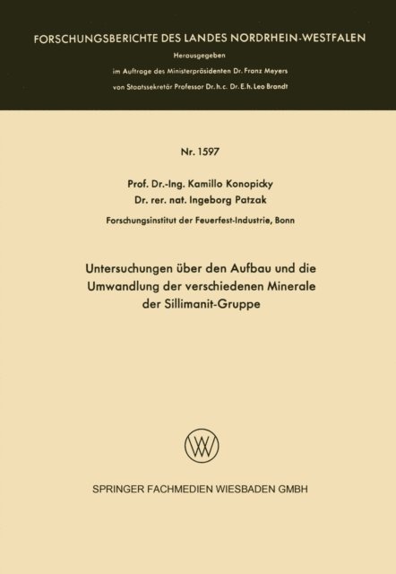 Kamillo Konopicky - Untersuchungen über den Aufbau und die Umwandlung der verschiedenen Minerale der Sillimanit-Gruppe, E-bok