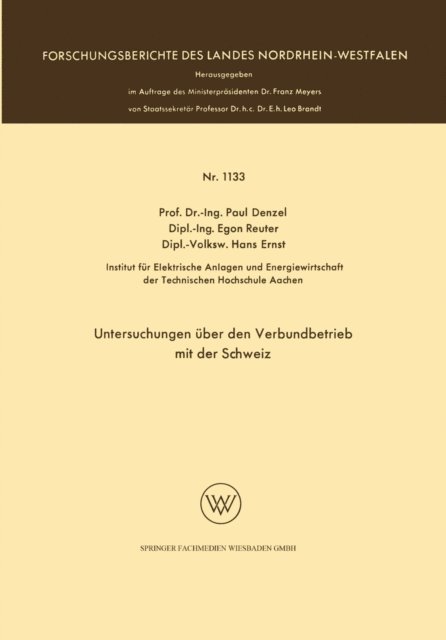 Paul Denzel - Untersuchungen über den Verbundbetrieb mit der Schweiz, E-bok
