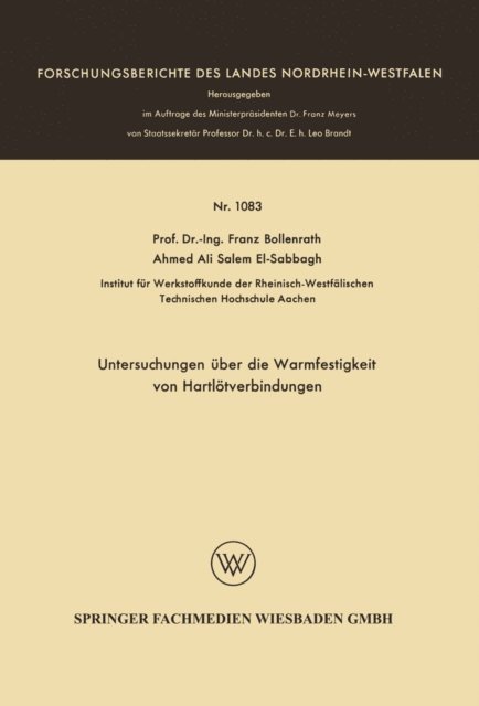 Franz Bollenrath - Untersuchungen über die Warmfestigkeit von Hartlötverbindungen, E-bok
