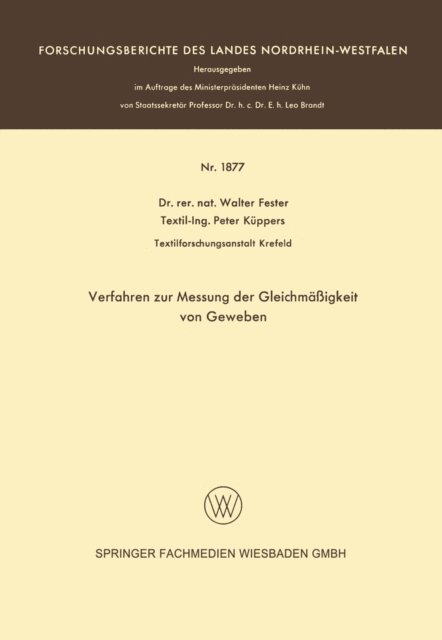 Walter Fester - Verfahren zur Messung der Gleichmäßigkeit von Geweben, E-bok