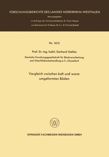 Gerhard Oehler - Vergleich zwischen kalt und warm umgeformten Böden, E-bok