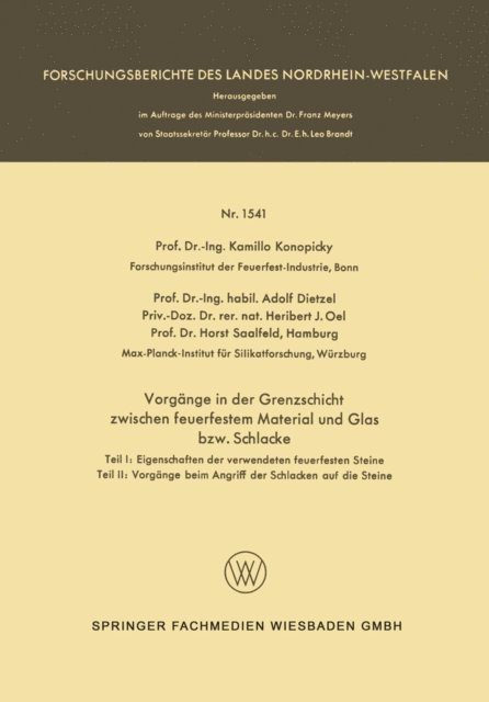 Kamillo Konopicky - Vorgänge in der Grenzschicht zwischen feuerfestem Material und Glas bzw. Schlacke, E-bok