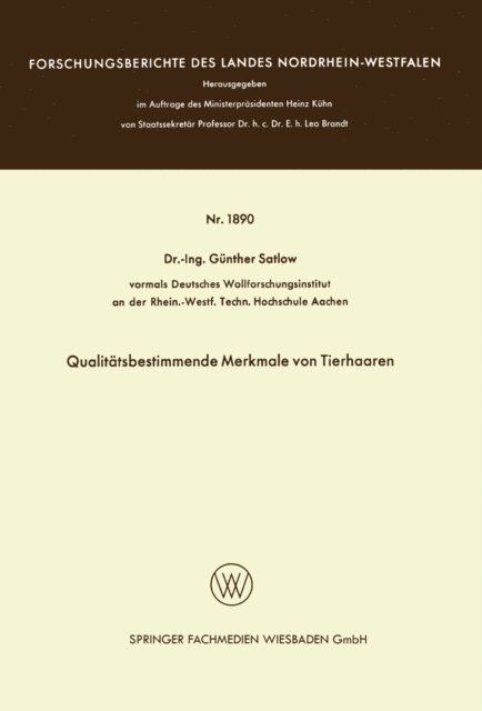 Gunther Satlow - Qualitätsbestimmende Merkmale von Tierhaaren, E-bok