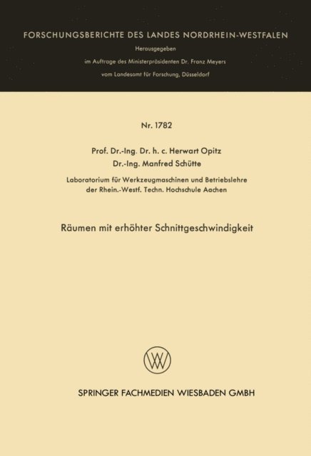 Herwart Opitz - Räumen mit erhöhter Schnittgeschwindigkeit, E-bok
