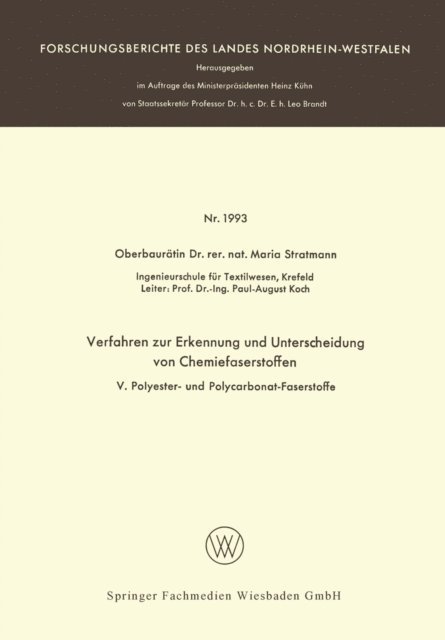 Maria Stratmann - Verfahren zur Erkennung und Unterscheidung von Chemiefaserstoffen, E-bok. Tillgänglighet: Lägg i varukorg