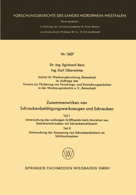 Eginhard Barz - Zusammenwirken von Schraubenbetätigungswerkzeugen und Schrauben, E-bok
