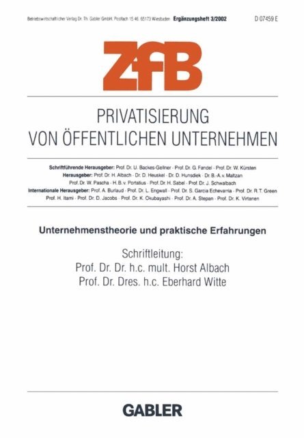E. Witte, Horst Albach - Privatisierung von öffentlichen Unternehmen, E-bok