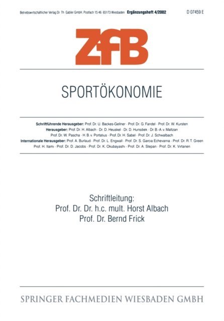 Bernd Frick, Horst Albach - Sportökonomie, E-bok