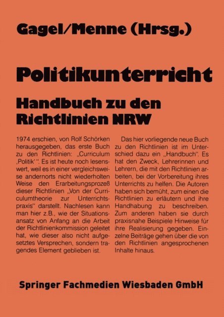 Walter Gagel - Politikunterricht, E-bok