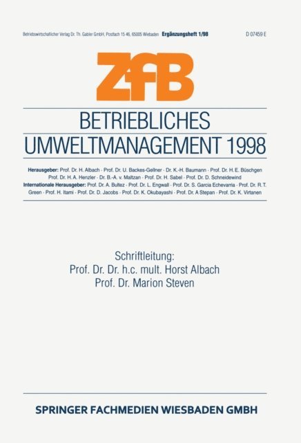 Marion Steven, Horst Albach - Betriebliches Umweltmanagement 1998, E-bok