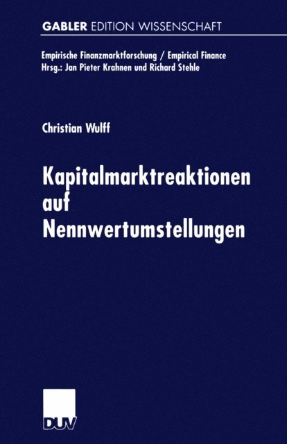 Christian Wulff - Kapitalmarktreaktionen auf Nennwertumstellungen, E-bok
