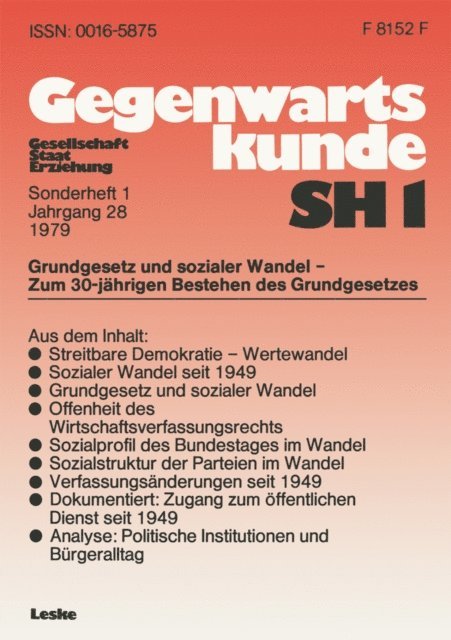 Walter Gagel - Grundgesetz und sozialer Wandel — zum 30. Jahrestag der Verfassung der Bundesrepublik Deutschland, E-bok