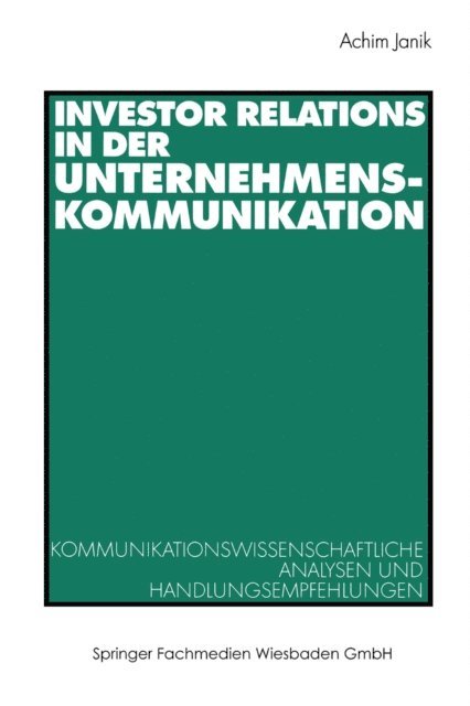 Achim Janik - Investor Relations in der Unternehmenskommunikation, E-bok