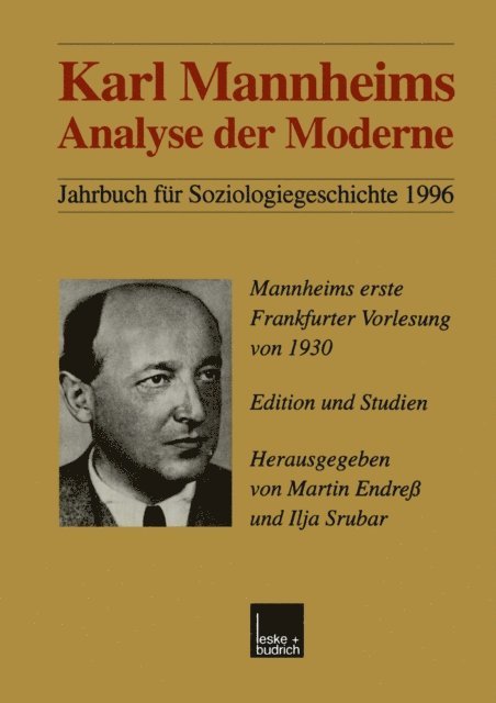 Ilja Srubar, Martin Endre - Karl Mannheims Analyse der Moderne, E-bok