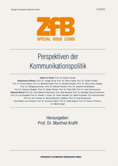 Manfred Krafft - Perspektiven der Kommunikationspolitik, E-bok