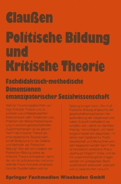 Bernhard Clauen - Politische Bildung und Kritische Theorie, E-bok