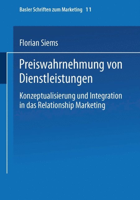 Florian Siems - Preiswahrnehmung von Dienstleistungen, E-bok