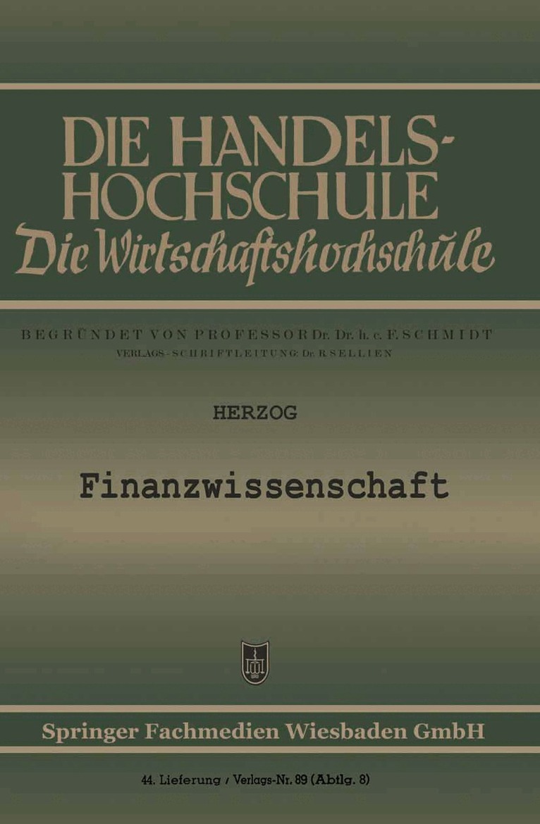 Richard Herzog - Finanzwissenschaft, Häftad