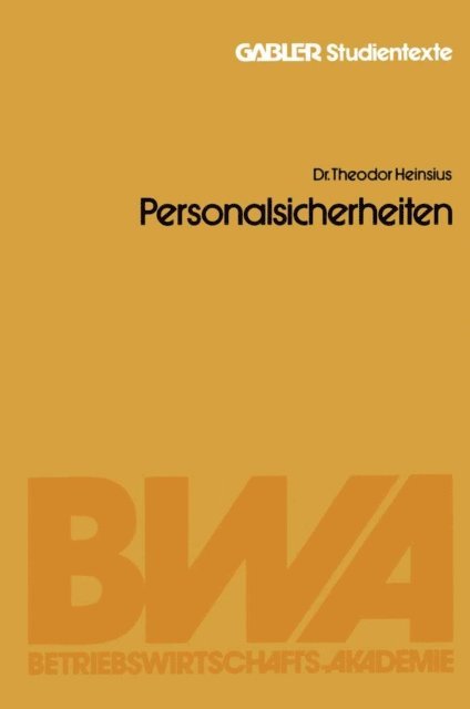 Theodor Heinsius - Personalsicherheiten, E-bok