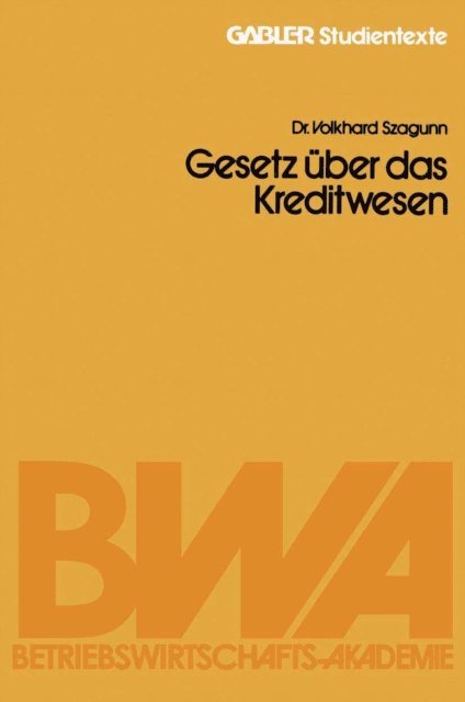 Volkhard Szagunn - Gesetz über das Kreditwesen, E-bok