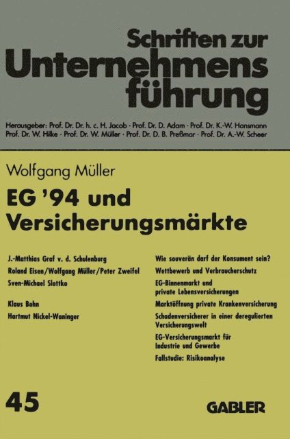 Wolfgang Muller - EG ’94 und Versicherungsmärkte, E-bok