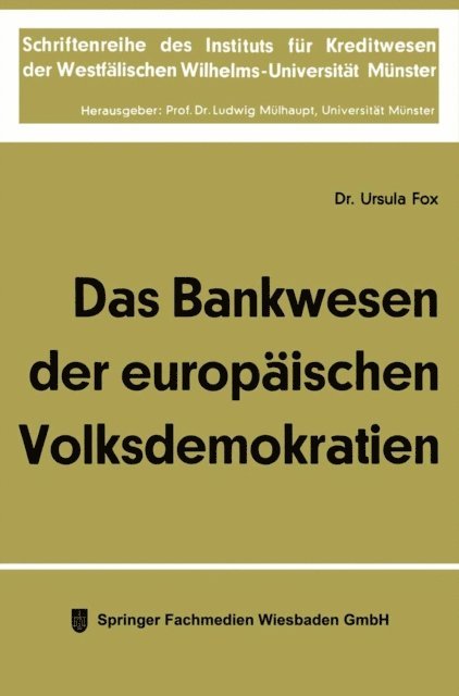 Ursula Fox - Das Bankwesen der europäischen Volksdemokratien, E-bok