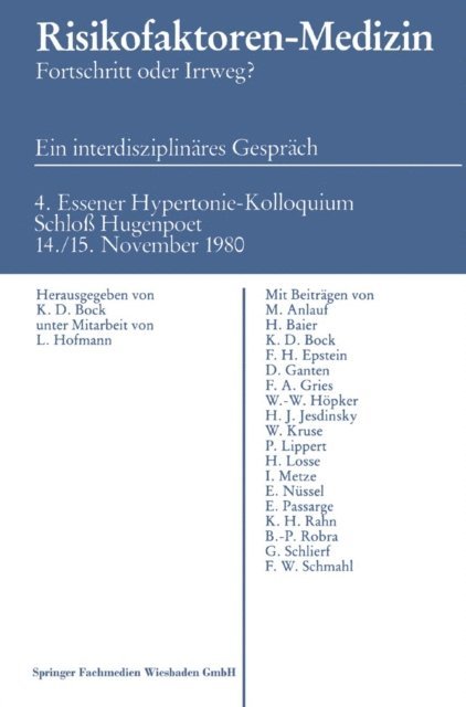 K. D. Bock - Risikofaktoren - Medizin, E-bok