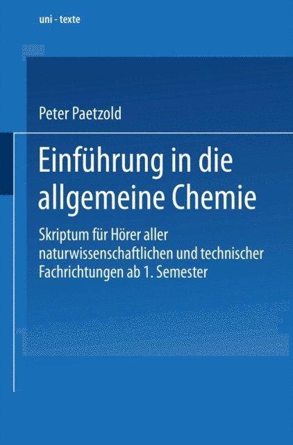 Peter Paetzold - Einführung in die allgemeine Chemie, E-bok