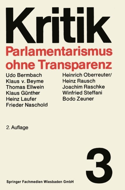 Prof. Dr. Winfried Steffani - Parlamentarismus ohne Transparenz, E-bok