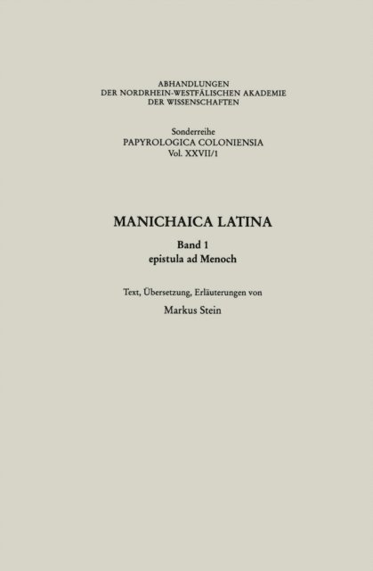 Markus Stein von Markus Stein - Manichaica Latina, E-bok